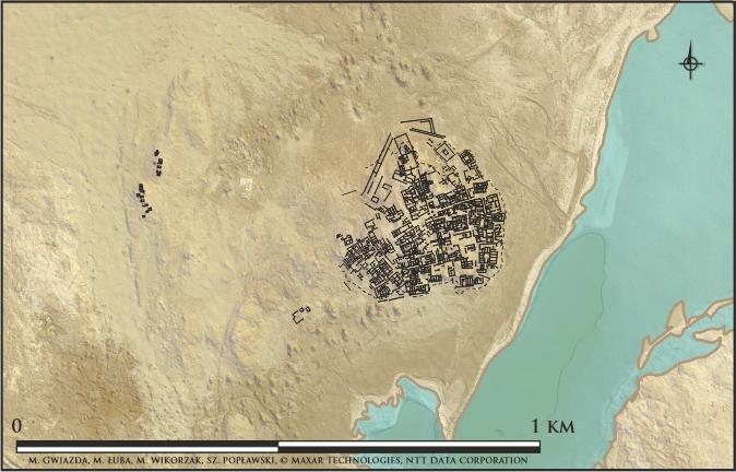 Map of Berenike with a close-up of town and Cemeteries N1 and N2 (Maxar Technologies, NTT DATA Corporation, M. Gwiazda, M. Łuba, M. Wiktorzak, Sz. Popławski, courtesy of PCMA) (CC-BY4.0 License)